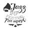 Jazz Free Live Music Festival Concert Black And White Poster With Calligraphic Text And Gramophone