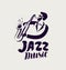 Jazz logo or label. Live music, musical festival symbol. Lettering vector illustration