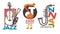 Jazz logo set with saxophone and double bass guitar icons