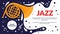 Jazz music art festival event flyer, musical fest announcement, party show promotion