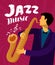 Jazz music. Musician plays the saxophone. Vector illustration