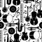 Jazz music seamless pattern with musical instruments