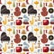 Jazz musical instruments jazzband music seamless pattern background vector