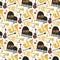 Jazz musical instruments tools background jazzband piano saxophone music seamless pattern sound vector illustration rock