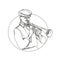 Jazz Musician Playing Trumpet Doodle Art