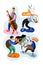 Jazz musicians flat vector characters set