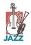 Jazz promo poster with classic musical instruments and notes