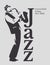 jazz saxophonist black and white poster.