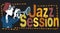 Jazz session, banner with trumpetist