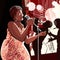 Jazz singer on grunge background