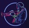 Jazz trumpet player neon sign