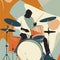 Jazzband, jazz musician, drummer. Illustration, concert poster.