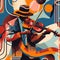 Jazzband, jazz musician, violin player Illustration, concert poster.