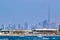 JBR Beach and Dubai downtown skyline UAE