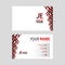 The JE logo on the red black business card with a modern design is horizontal and clean. and transparent decoration on the edges.