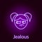 jealous girl face icon in neon style. Element of emotions for mobile concept and web apps illustration. Signs and symbols can be