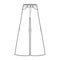 Jeans Baggy wide Pants Denim technical fashion illustration with full length, low waist, 5 pockets, Rivets, belt loops