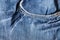 Jeans close-up, old, pocket back, front, crumpled, ragged.