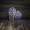 Jeans heart on wooden background