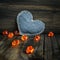 Jeans heart on wooden background