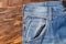 Jeans pockets. Ð°bstract background of shabby and worn jeans