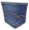 Jeans rear pocket with curly lines stitches