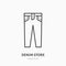 Jeans store flat line icon. Women apparel, denim pants sign. Thin linear logo for clothing shop