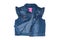 Jeans vests fashion. Sleeveless blue jeans vest or jacket for the little girl isolated on a white background. Top view front