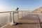 Jebel Jais Viewing Deck Park with coin operated binoculars overlooking Hajar Mountains, UAE