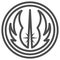 Jedi Order emblem line icon, star wars concept, light side of the force vector sign on white background, outline style