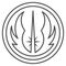 Jedi Order emblem thin line icon, star wars concept, light side of the force vector sign on white background, outline