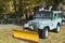 Jeep with antlers in autumn, Acadia National Park, Maine