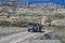 Jeep car in baja california landscape panorama desert road