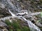 Jeep crossing waterfal in Marsyangdi valley near Dharapani - Nepal