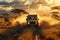 Jeep Driving Through Wild African Terrain. Generative AI