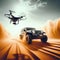 Jeep races across Sahara desert with drone in pursuit