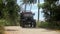 Jeep rides on the road in the jungle of Thailand