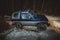 Jeep in snow at night