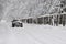 Jeep on winter road