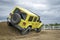 Jeep Wrangler, Rubicon model, on a dusty training drive off-road course