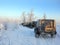 Jeep Wrangler in the winter forest, Russia