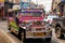 Jeepney parking on street in Cebu, Philippines.