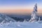 jelenigorska valley seen from the snow-covered karkonosze mountains