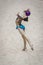 Jelgava, Latvia - April 8, 2018: The Rhythmic Gymnastics Latvian Championship in Jelgava. Ball. Emotional prose.