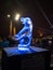 Jelgava / Latvia - February 10th, 2017: Carved eagle ce sculpture at night of International Ice Sculpture Festival in Jelgava - b
