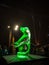 Jelgava / Latvia - February 10th, 2017: Carved eagle ce sculpture at night of International Ice Sculpture Festival in Jelgava - g