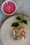 Jellied meat with horseradish on a wooden board.style hugge