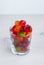 Jellies in a glass on a wooden table. Selective focus