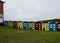 Jelly bean rowhouses painted on fence