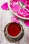 Jelly made of edible rose (rosa rugosa) petals